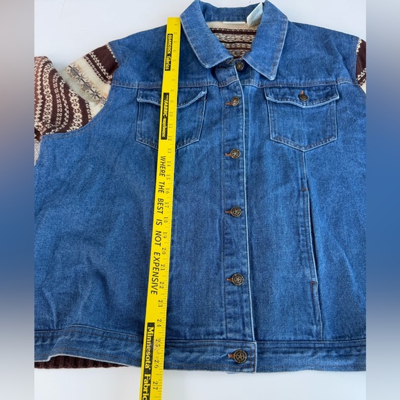 Vintage Faded Glory Denim Brown Fair Isle Sweater Top Jacket Shacket 22/24W XL - Picture 9 of 14